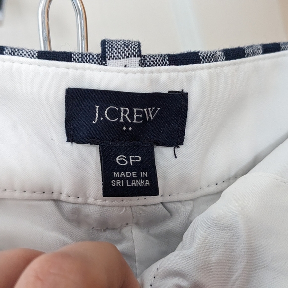J. Crew Petite Navy Gingham Checked Cropped Pants, Size 6P - Picture 4 of 8
